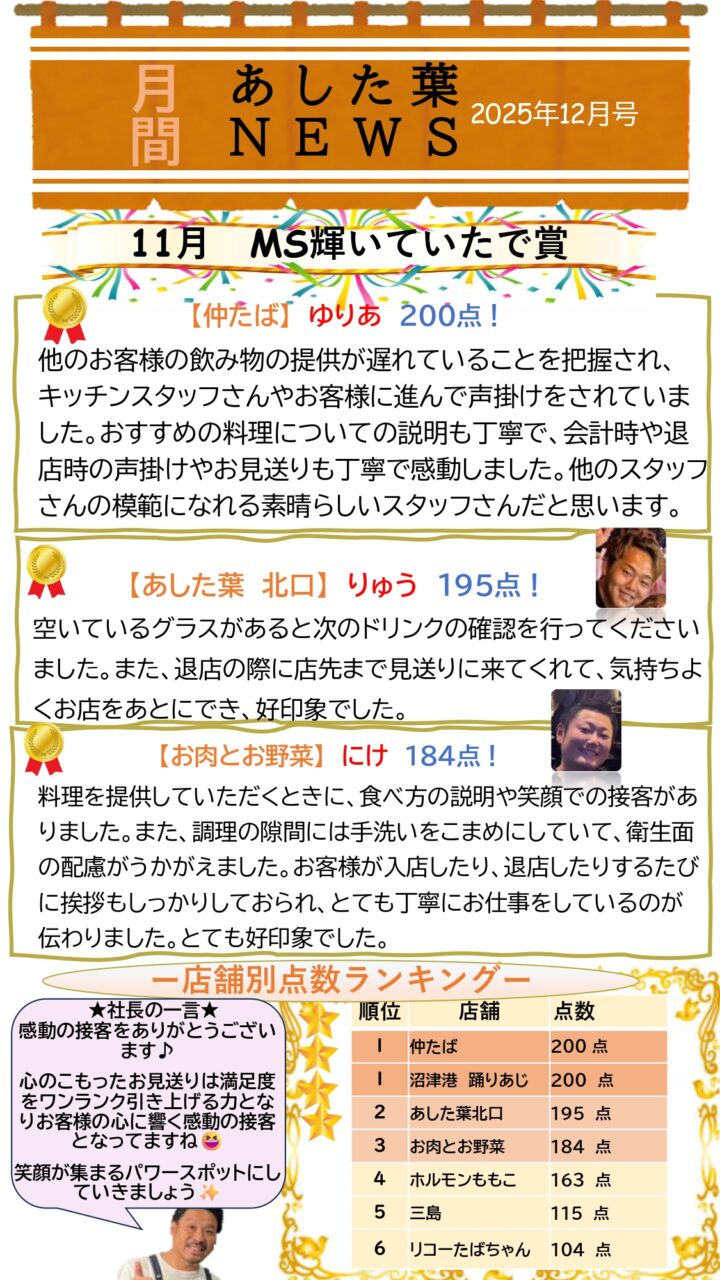 【社内報】スタッフの頑張りをしっかり見つめて
