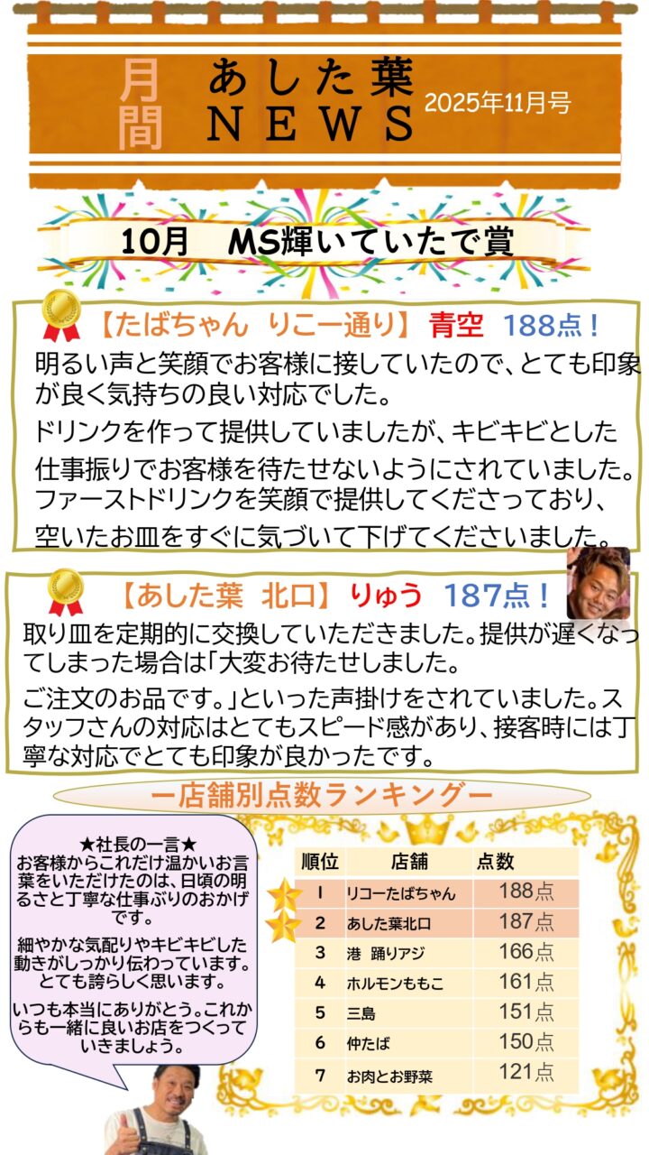 【社内報】スタッフの頑張りをしっかりみつめて